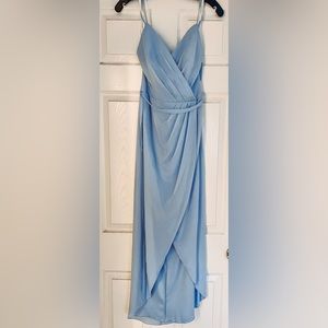 David Bridal Ice Blue Spaghetti Strap Bridesmaid Dress